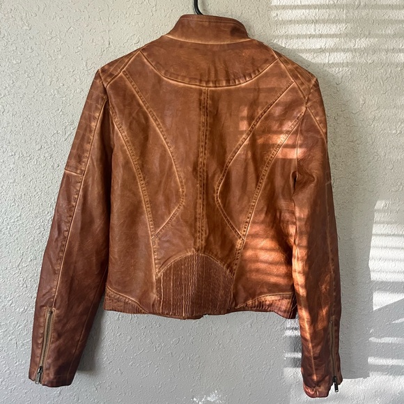 NWT Stoosh Brown Faux Leather Cropped Jacket - Picture 3 of 10